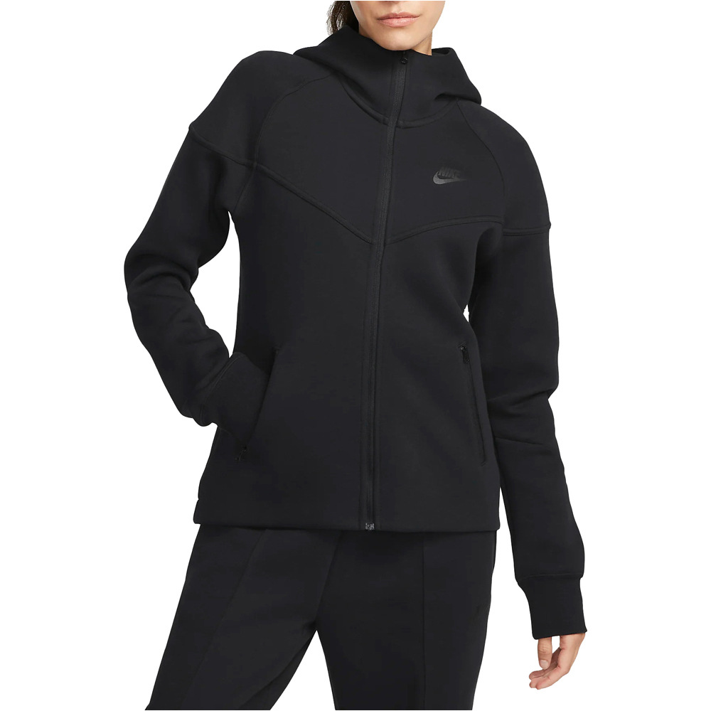 Nike Mujer Negro Sportswear Tech Fleece Windrunner Sudadera L