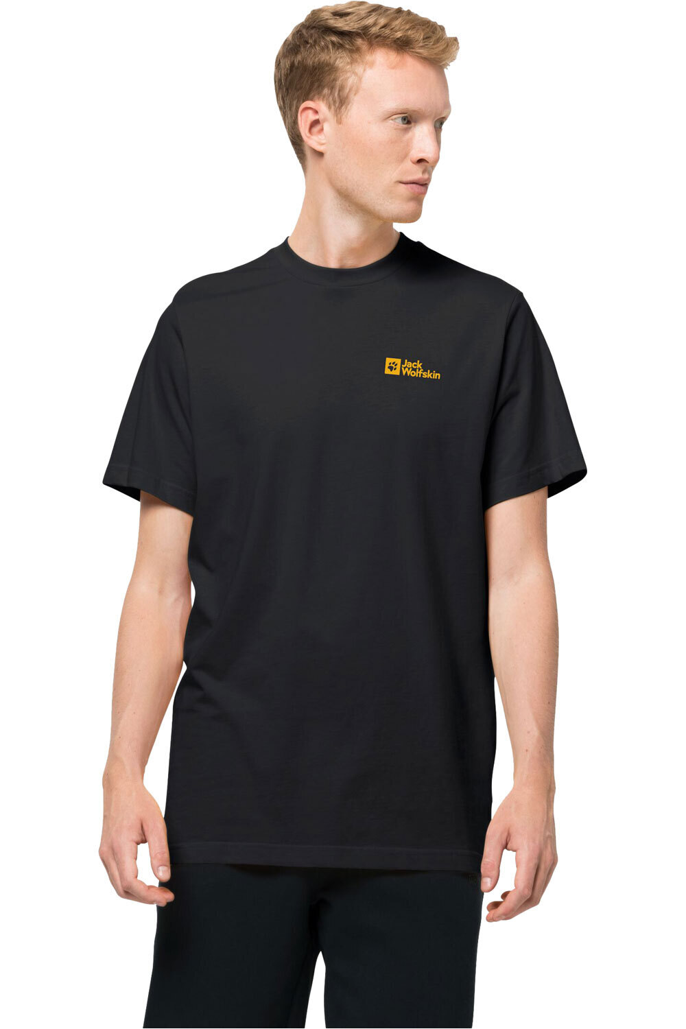 Jack Wolfskin Hombre Negro Essential Camiseta Montaña Manga Corta S