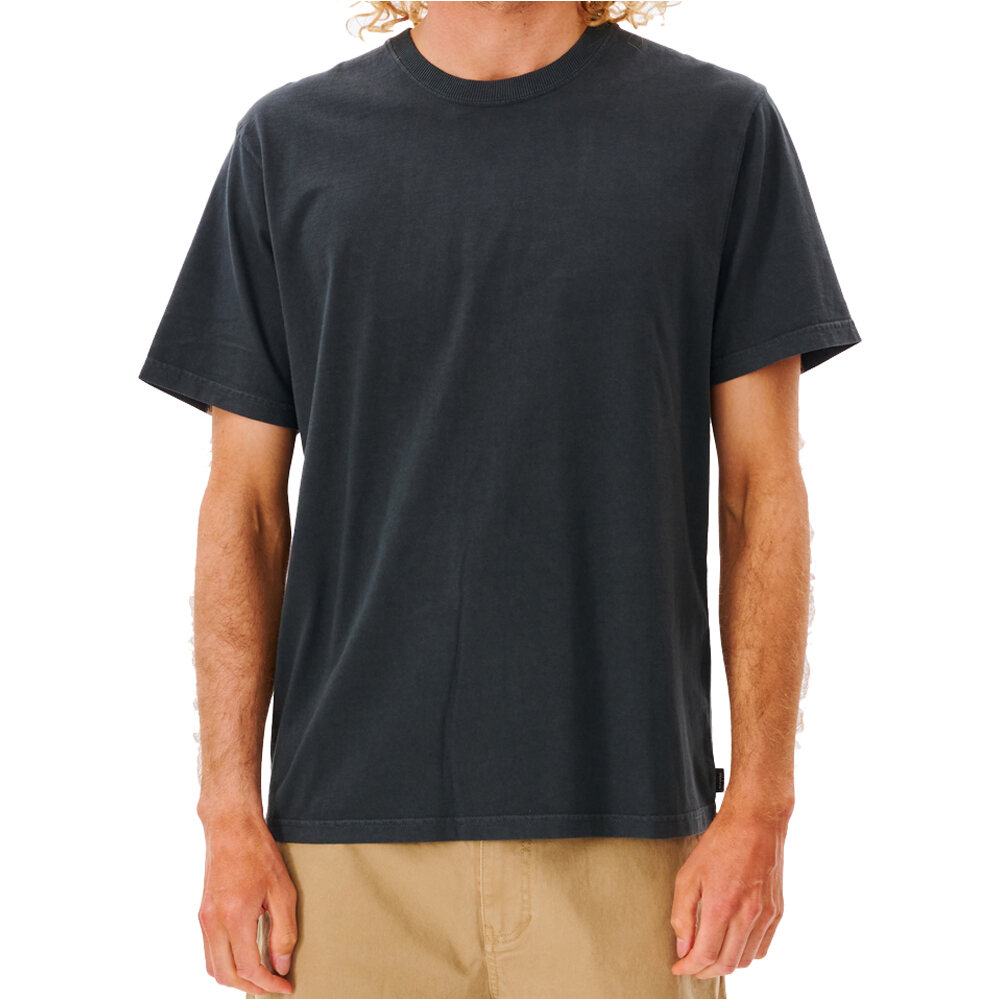 Plain wash camiseta manga corta hombre Negro (S)