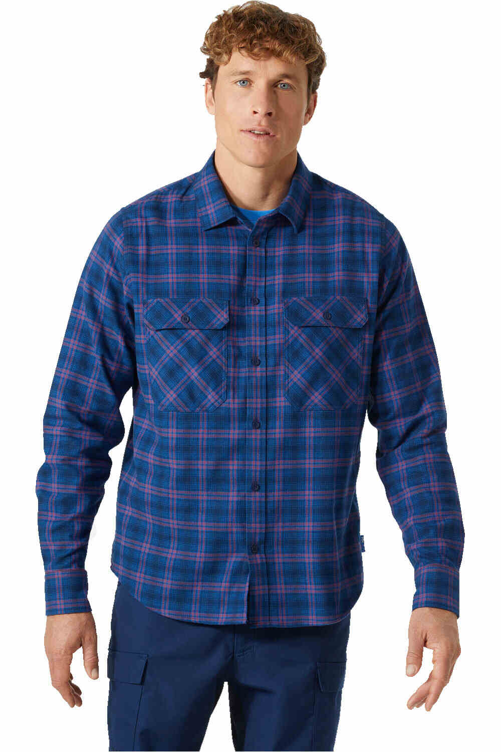 Lokka organic flannel camisa montaña manga larga hombre Azul (M)