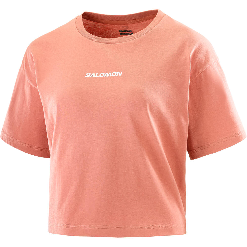 Salomon camiseta montaña manga corta mujer LOGO TWIST SS TEE W vista detalle