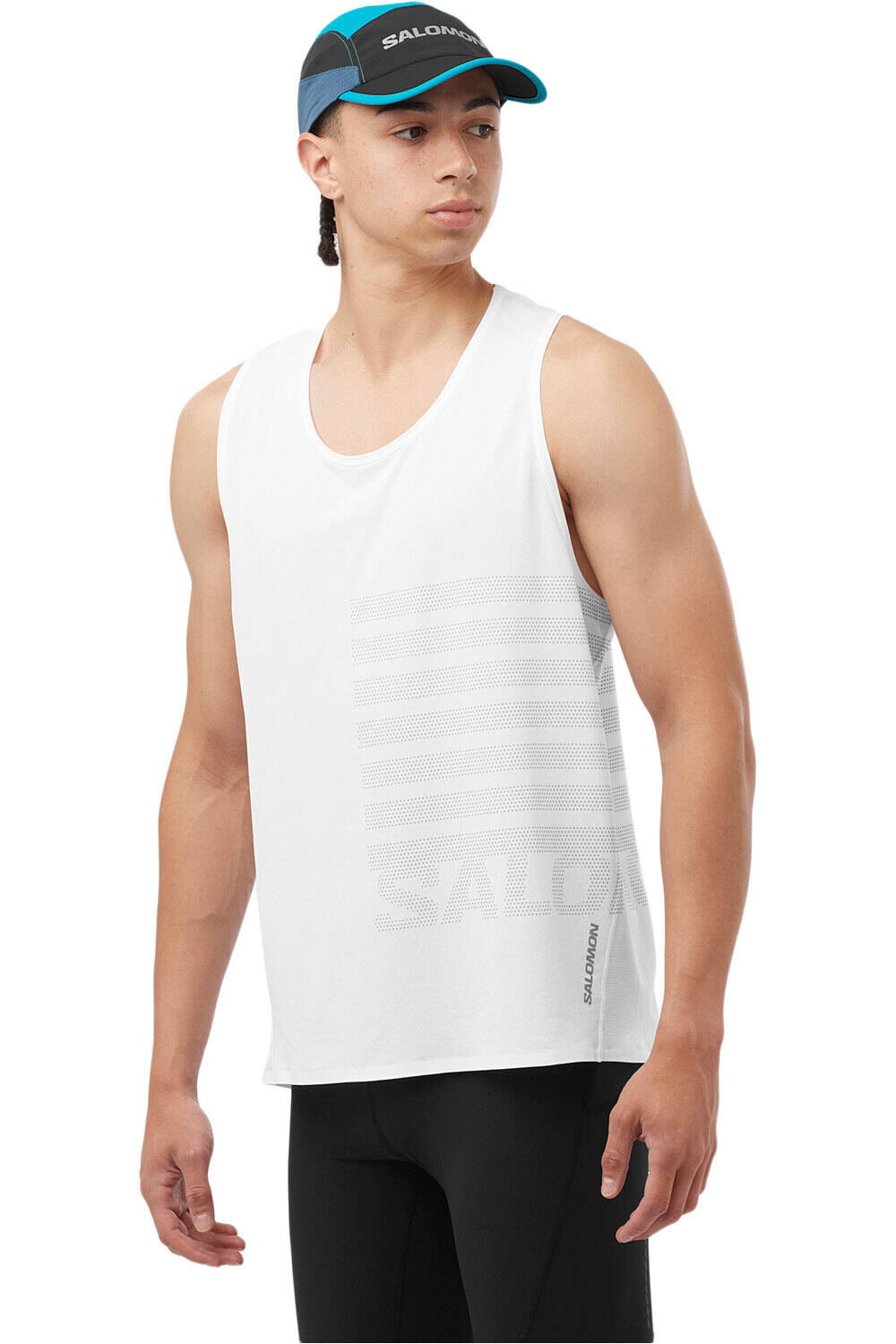 Salomon camisetas trail running tirantes hombre SENSE AERO SINGLET GFX M vista frontal