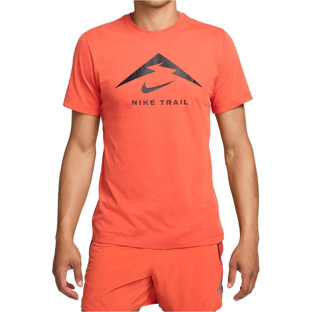Dri-fit trail logo camisetas trail running manga corta hombre Naranja (XL)