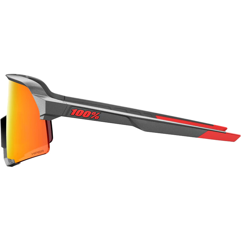 100% gafas ciclismo S3 - Matte Gunmetal - Red Lens 02