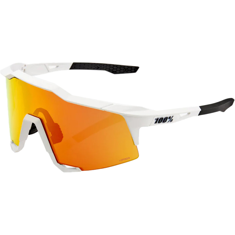 100% gafas ciclismo SPEEDCRAFT - Off White - Red Lens vista frontal