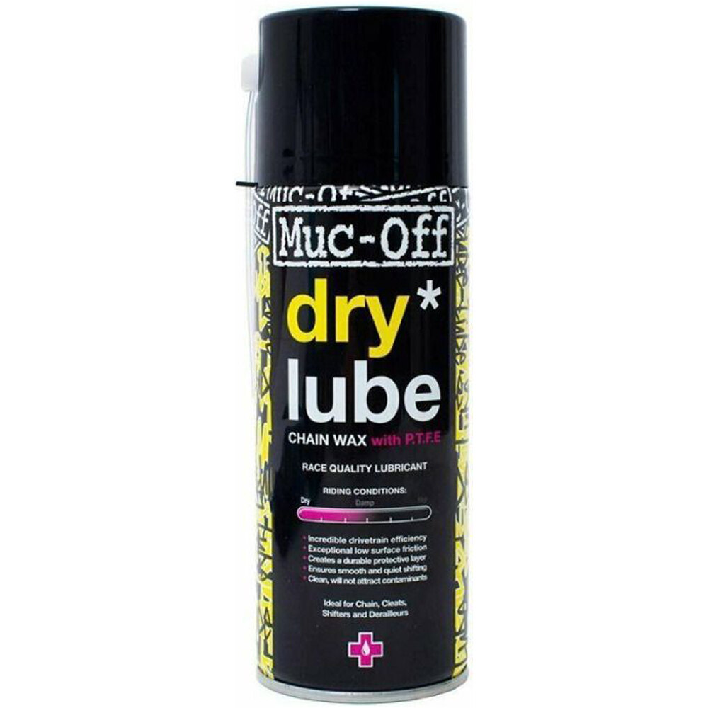 Mucoff aceites y lubricante bicicleta SPRAY LUBRICANT CADENA C.SECO PTFE 400ml vista frontal