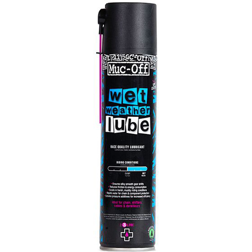 Mucoff aceites y lubricante bicicleta SPRAY LUBRICANTE CADENA C.HUMEDO 400ml vista frontal