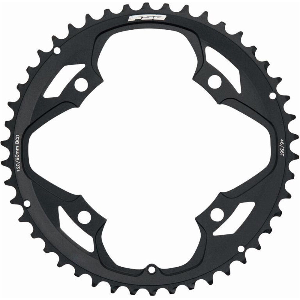 Plato omega pro 120 mm 46d 36 platos bicicleta carretra Negro (UNICA)