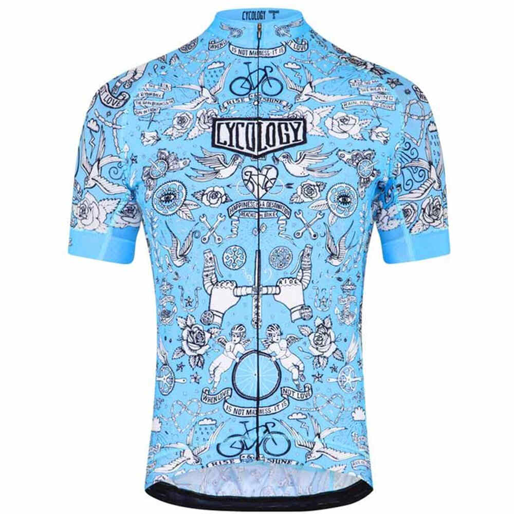 Velo tatto maillot manga corta hombre Azul (XL)
