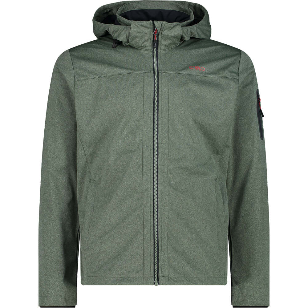Man jacket zip hood chaqueta softshell hombre Verde (50)