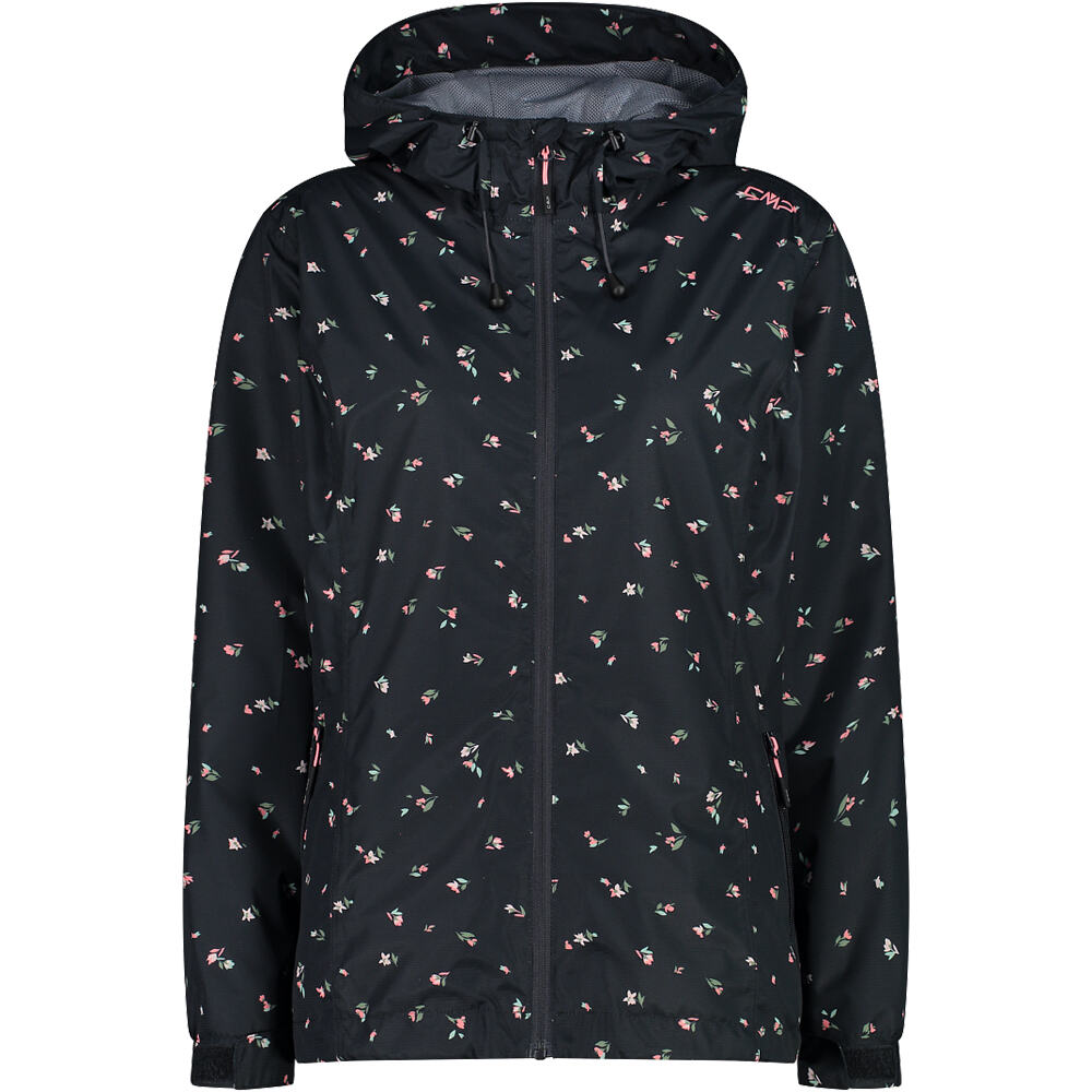 Woman jacket fix hood chaqueta impermeable mujer Gris (40)