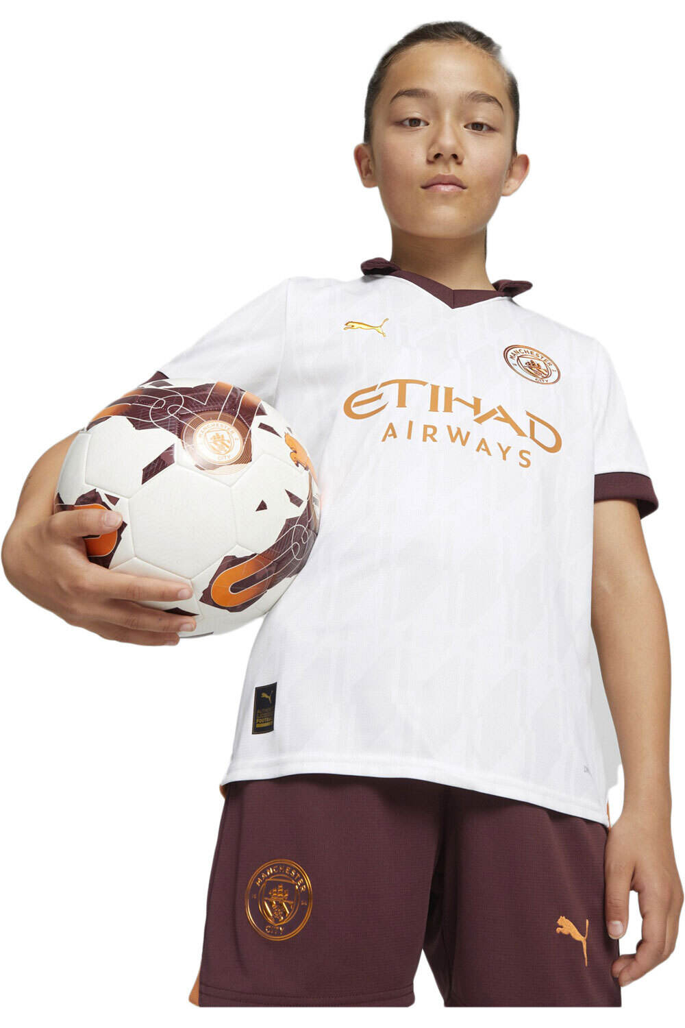 Puma camiseta de fútbol oficiales niño MCFC Away Jersey Replica Jr vista frontal