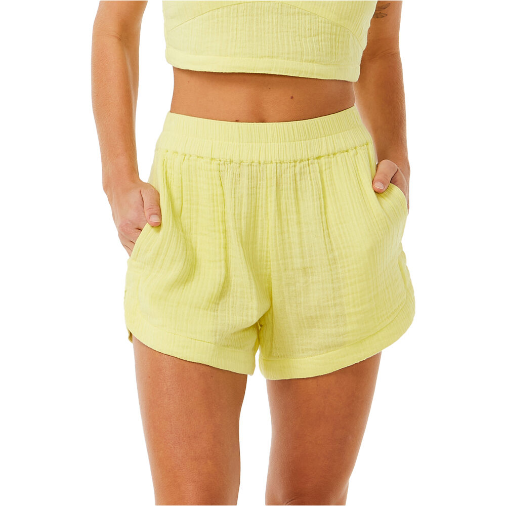 Premium surf pantalón corto deporte mujer Amarillo (M)