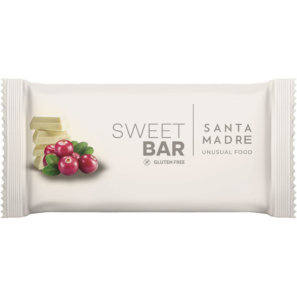 Santa Ma barritas energéticas SM Sweet Bar Chocolate Blanco y Arandano Rojo 36 x 60g vista frontal
