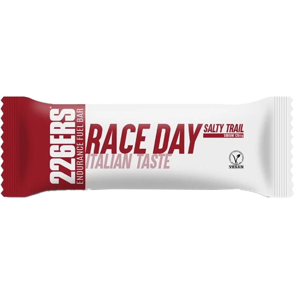 226ers barritas energéticas RACE DAY BAR SALTY TRAIL 40g ITALIAN vista frontal