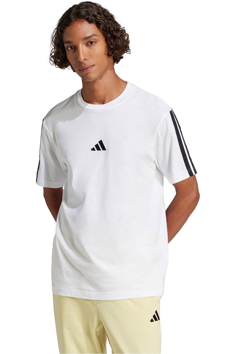 Essentials 3 stripes camiseta manga corta hombre Blanco (XS)