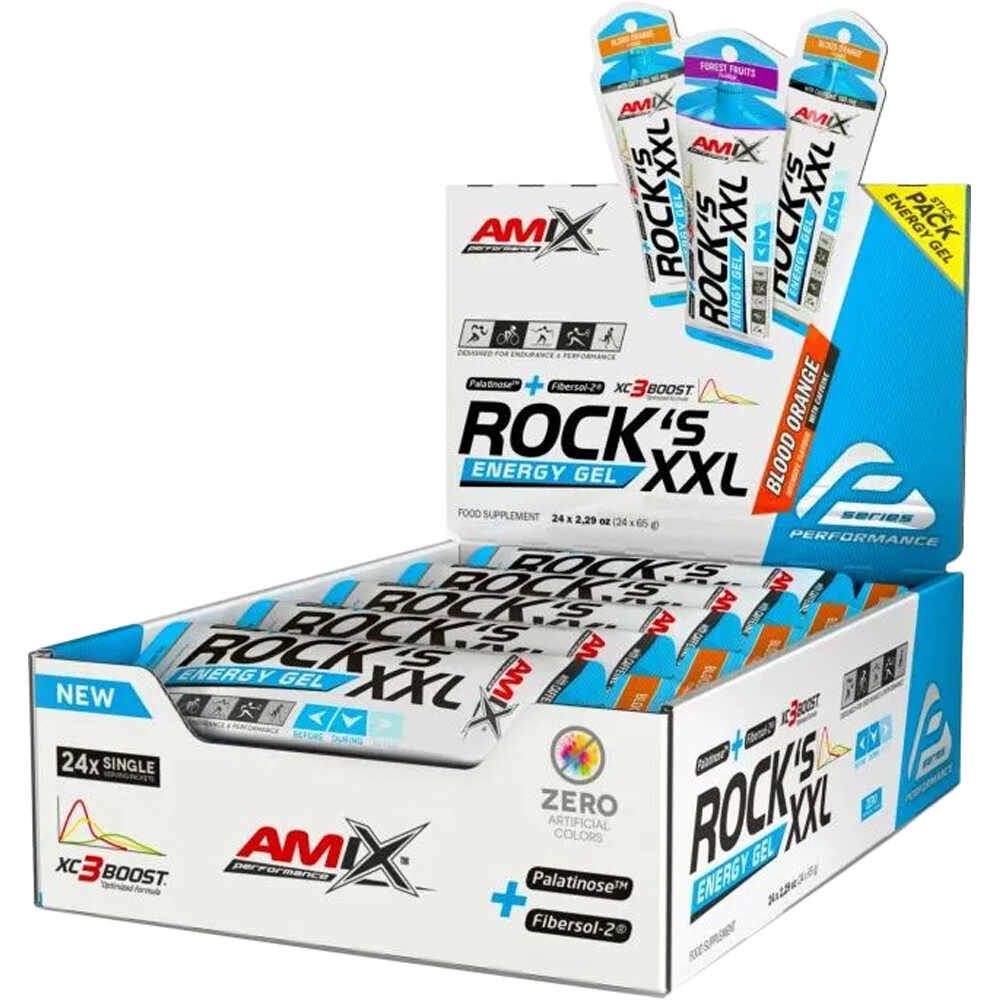 Amix Performance Rocks gel xxl con cafeina 24x65 g energía instantánea
