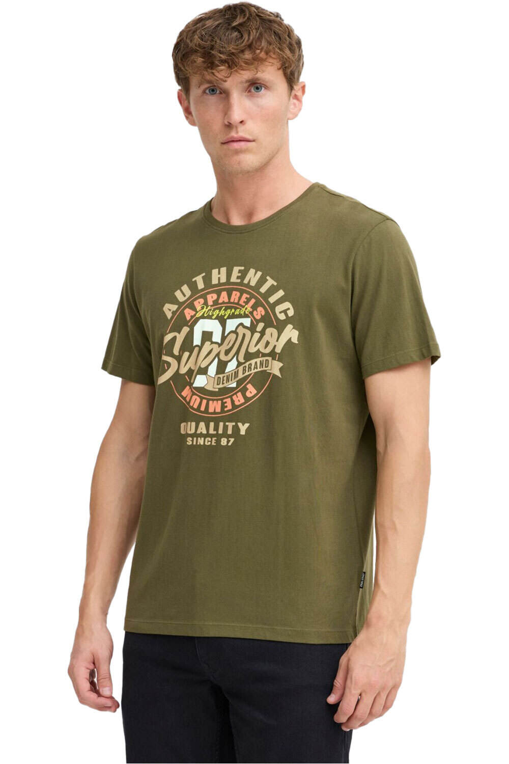 Letras camiseta manga corta hombre Verde (XL)