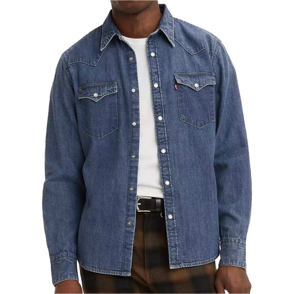 Barstow western standard med camisa manga larga hombre Azul (M)