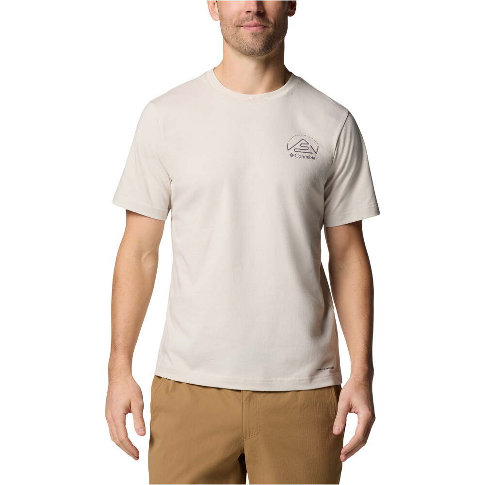 Tunnel valley graphic camiseta montaña manga corta hombre Marron (L)