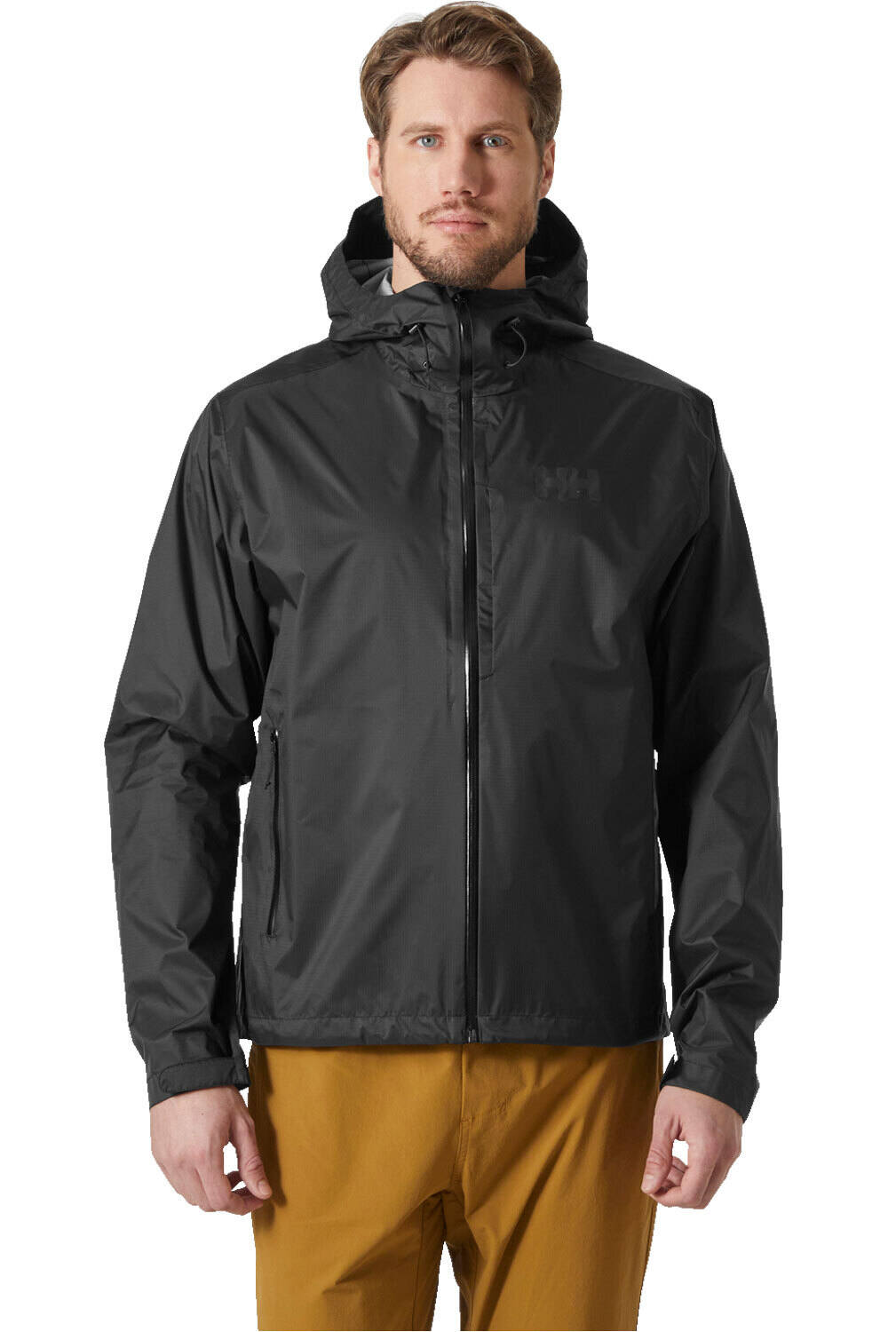Loke terra chaqueta impermeable hombre Negro (XXL)