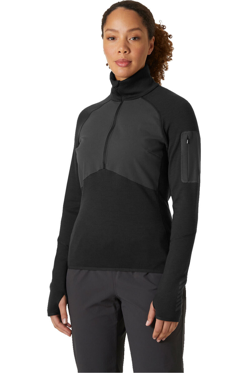 Lifa merino forro polar mujer Negro (L)