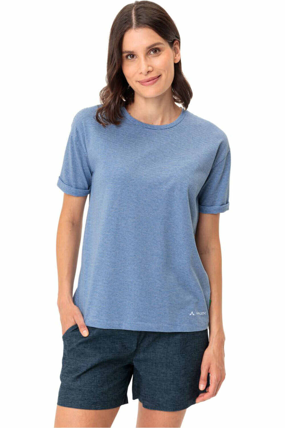 Mineo striped camiseta montaña manga corta mujer Marino (34)