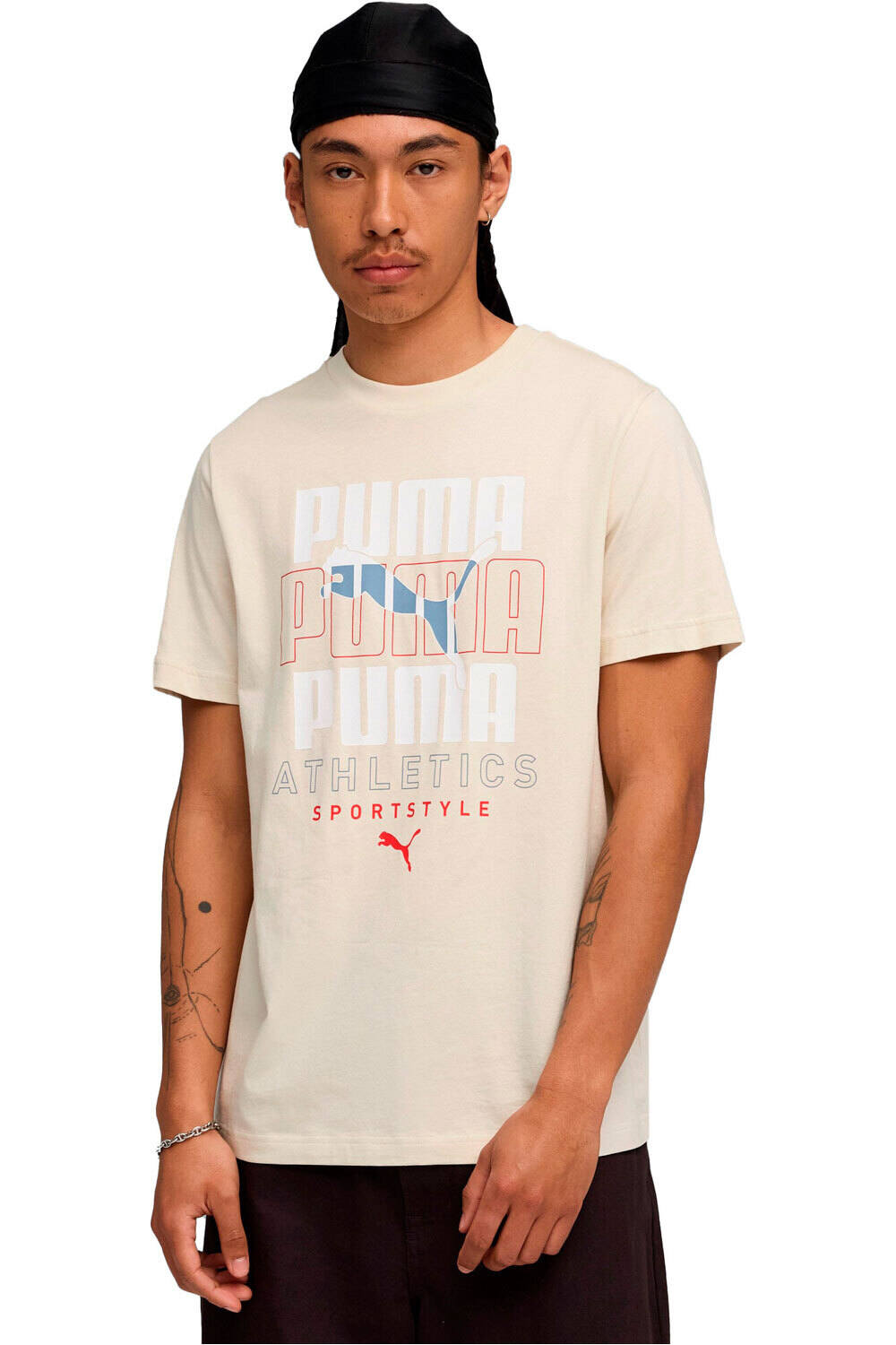 Graphic stacked grap camiseta manga corta hombre Beige (XL)