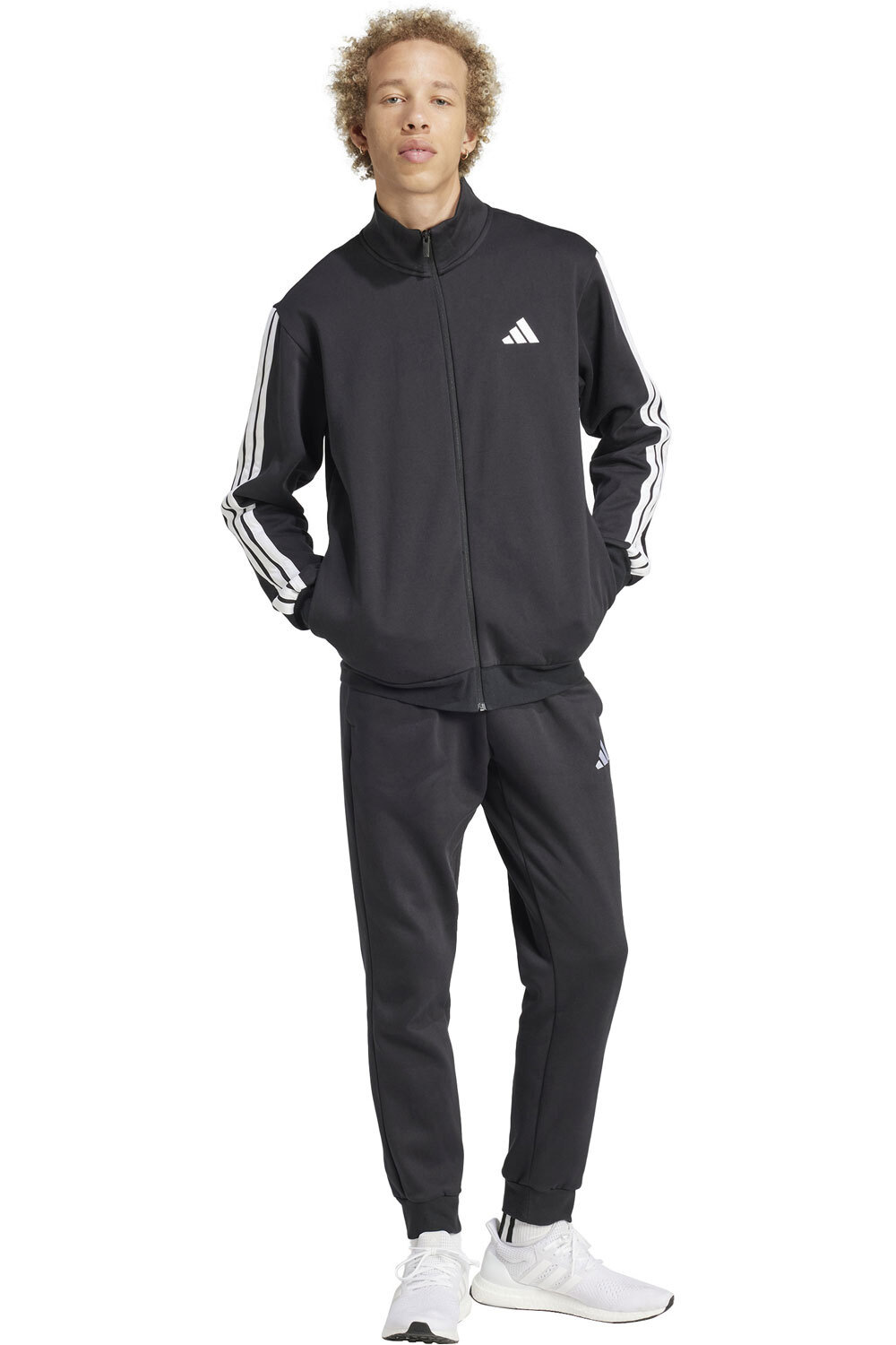 Essentials 3 stripes chándal hombre Negro (XL)