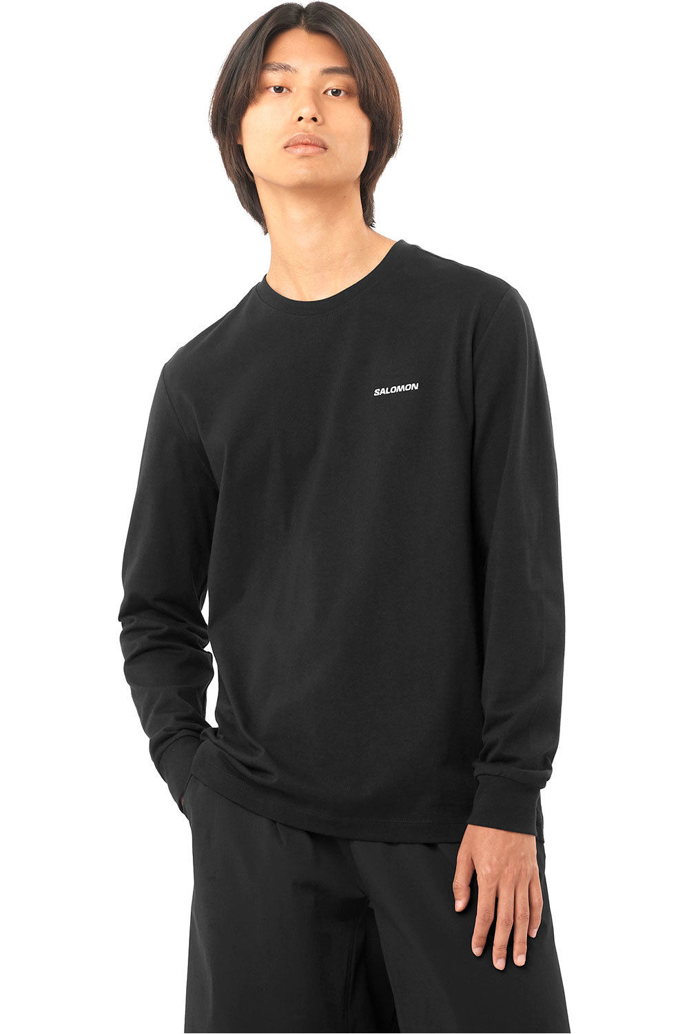 Logo camiseta montaña manga larga hombre Negro (M)