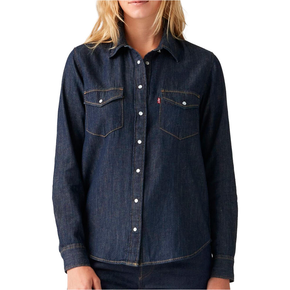 Levi'S iconic western dark indigo - flat finish camisa manga larga mujer