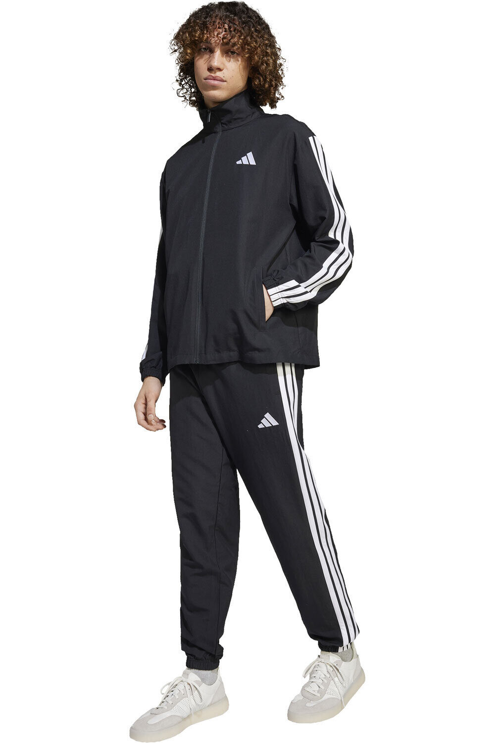Adidas Hombre Negro Sportswear Basic 3 Stripes Chándal L