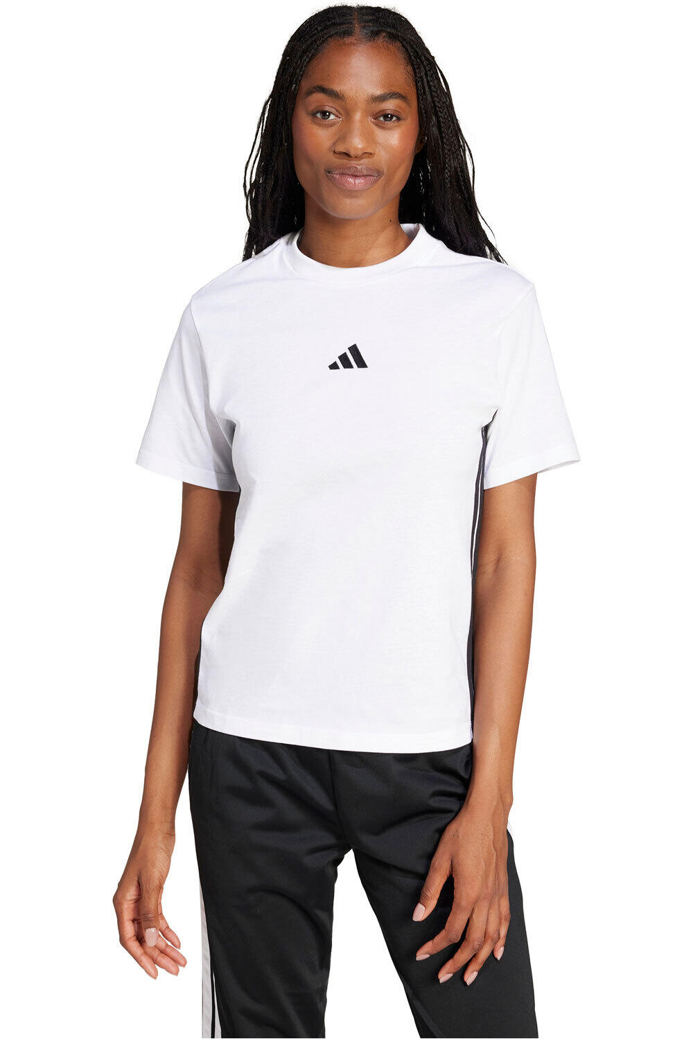 Essentials 3-stripes camiseta manga corta mujer Blanco (XXS)