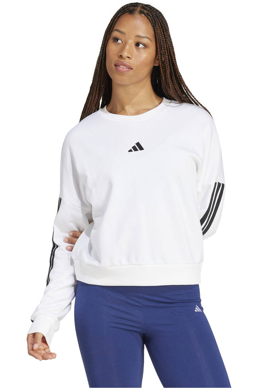 Essentials 3 stripes sudadera mujer Blanco (M)