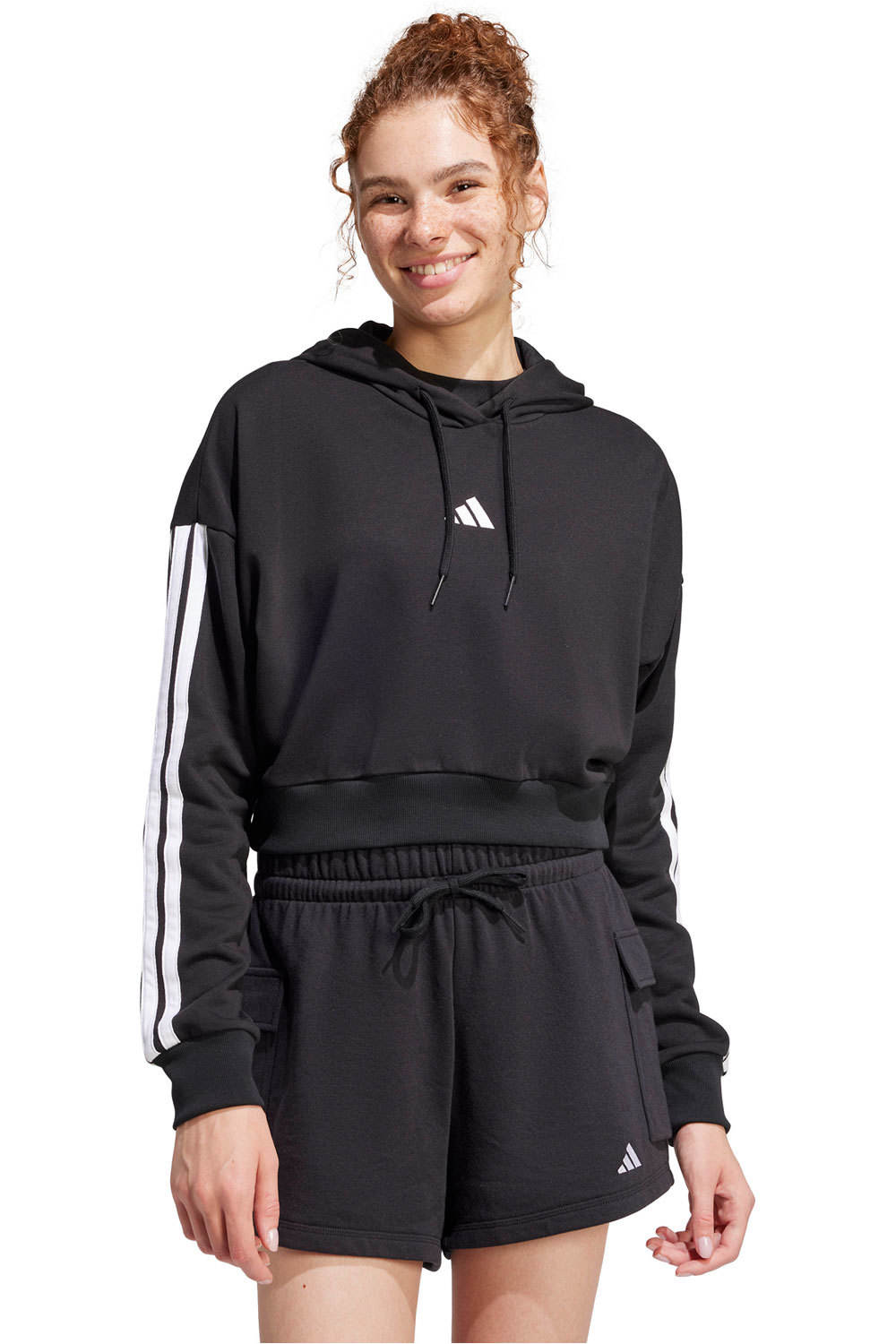 Essentials 3 stripes sudadera mujer Negro (L)