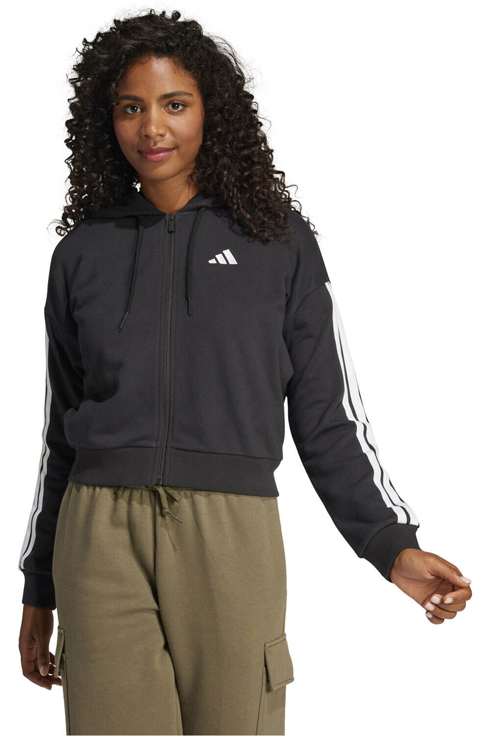 Essentials 3-stripes sudadera mujer Negro (XXL)