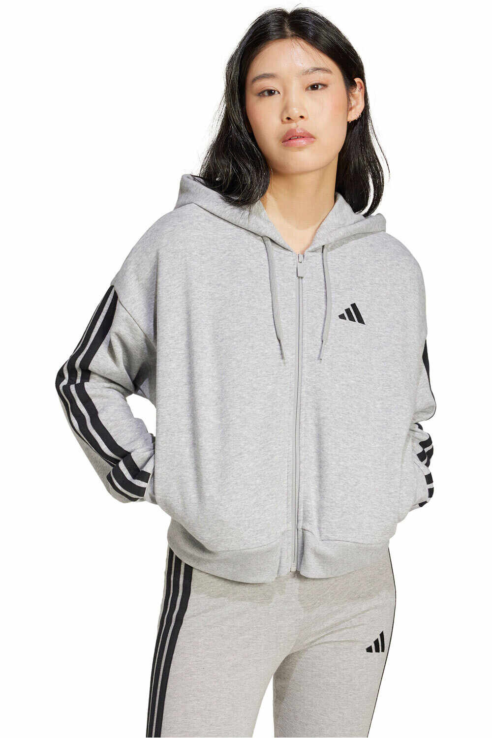 Essentials 3 stripes sudadera mujer Gris (XL)