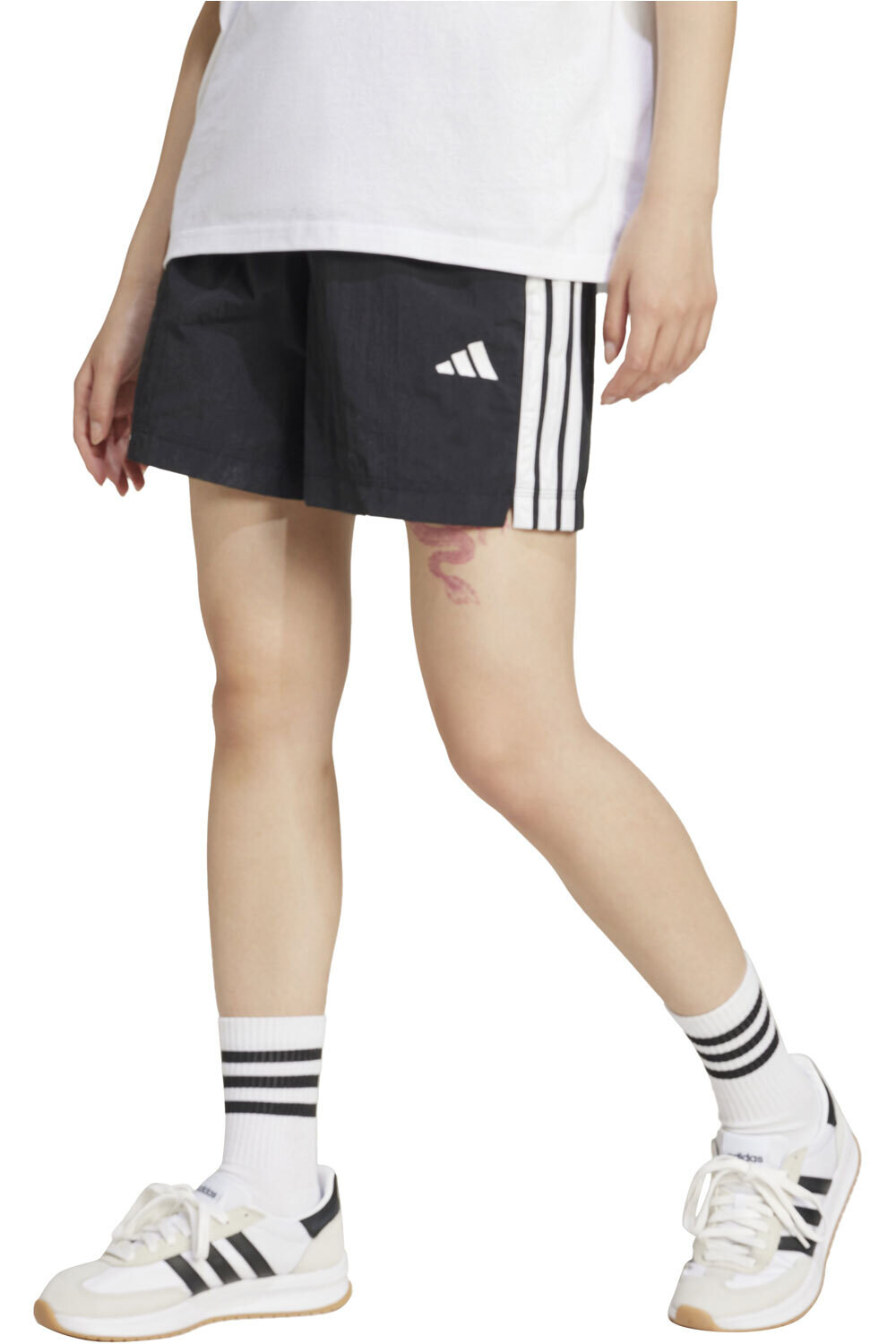 Essentials 3 stripes pantalón corto deporte mujer Negro (XXS)