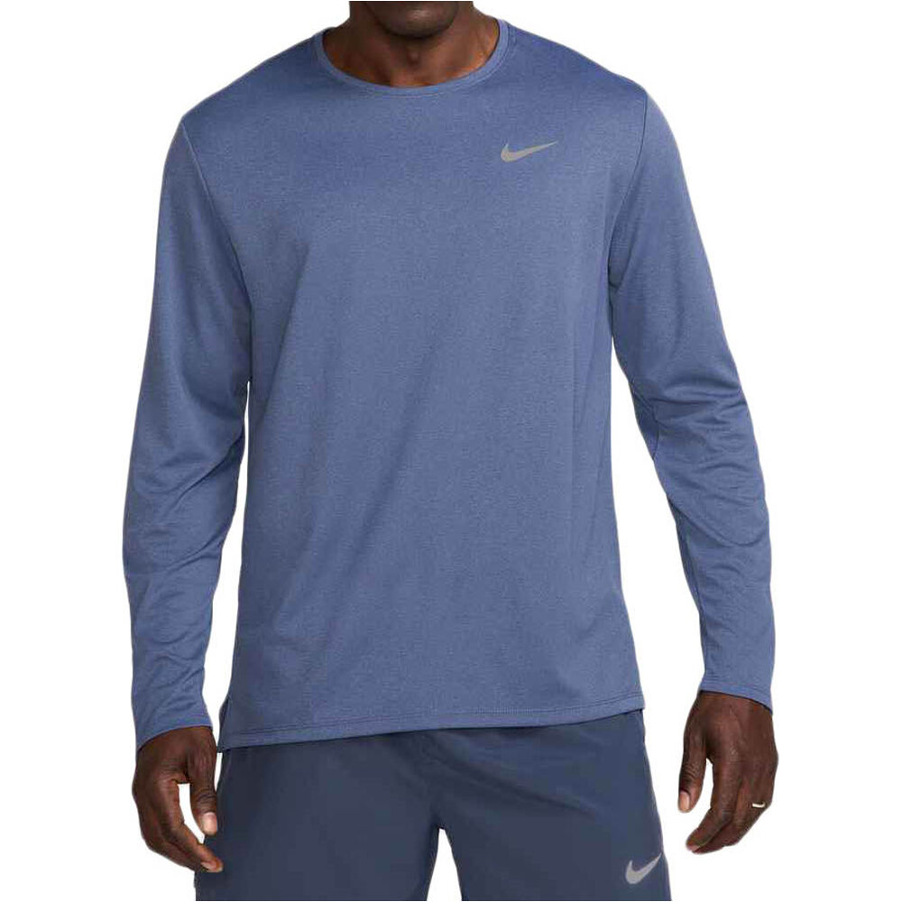 M nk df uv miler top ls camiseta técnica manga larga hombre Azul (S)