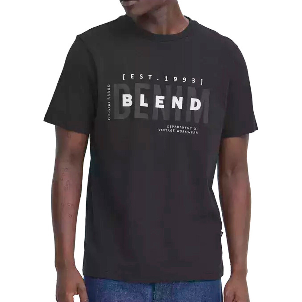 Tee camiseta manga corta hombre Negro (XL)