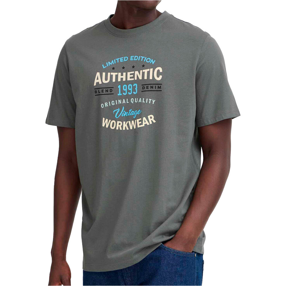 Autentic camiseta manga corta hombre Gris (XL)