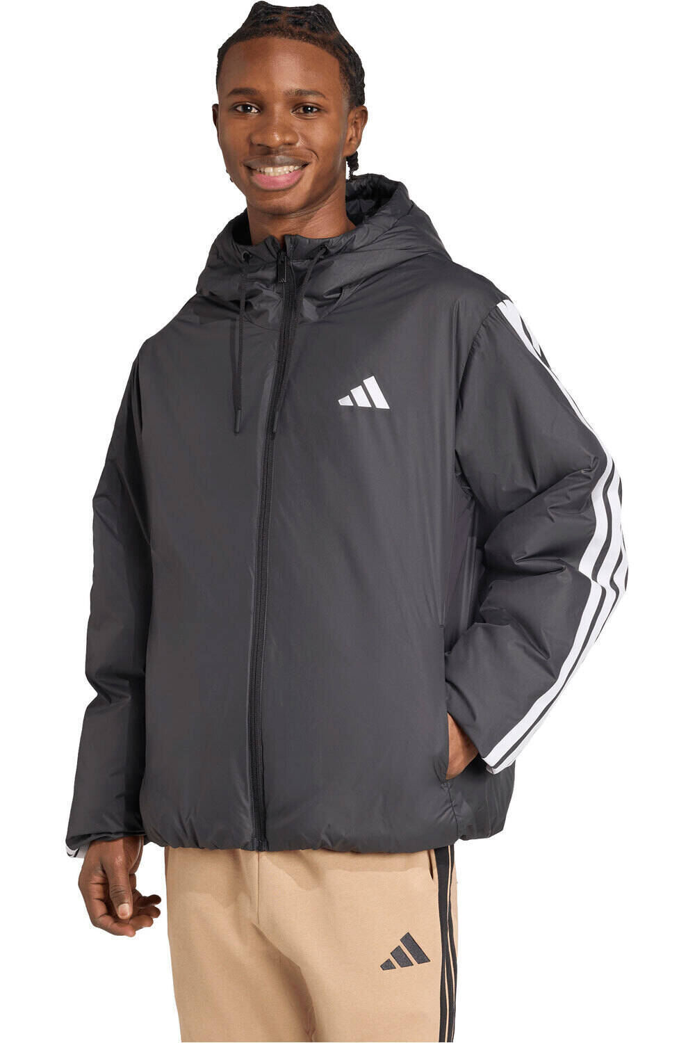Essentials 3 stripes chaquetas hombre Negro (S)
