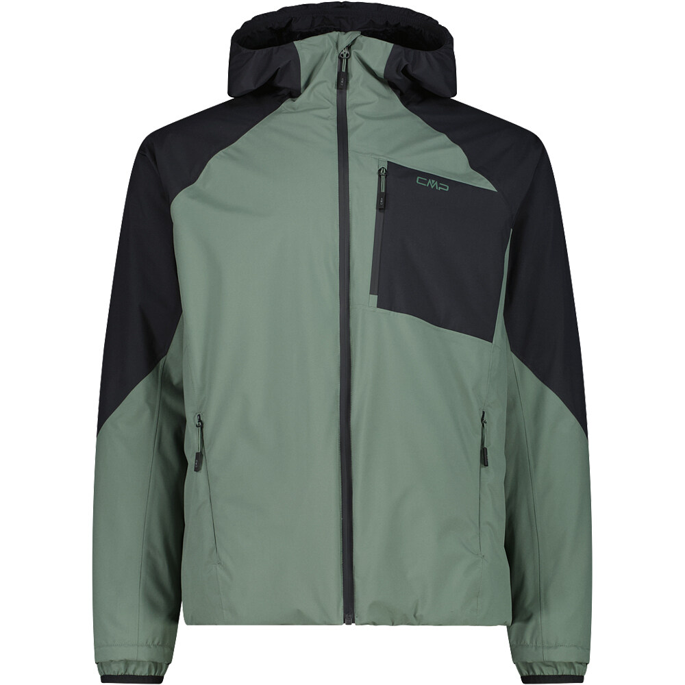 Man jacket fix hood chaqueta impermeable insulada hombre Verde (50)