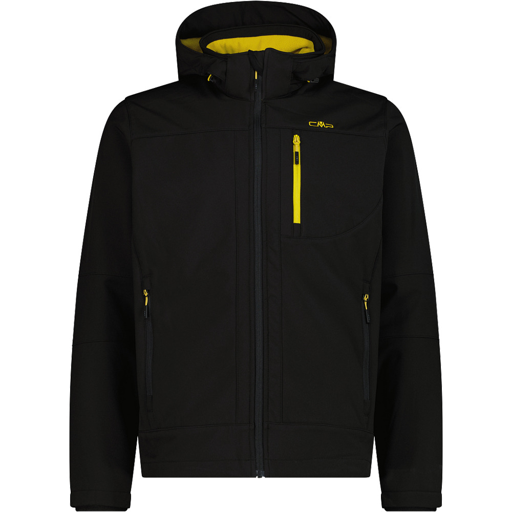 Man jacket zip hood chaqueta softshell hombre Negro (60)