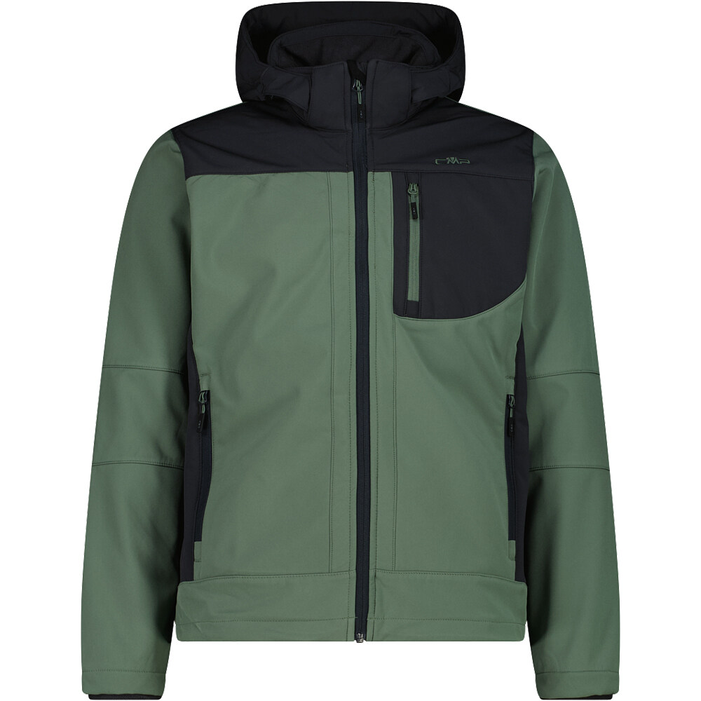 Man jacket zip hood chaqueta softshell hombre Verde (60)
