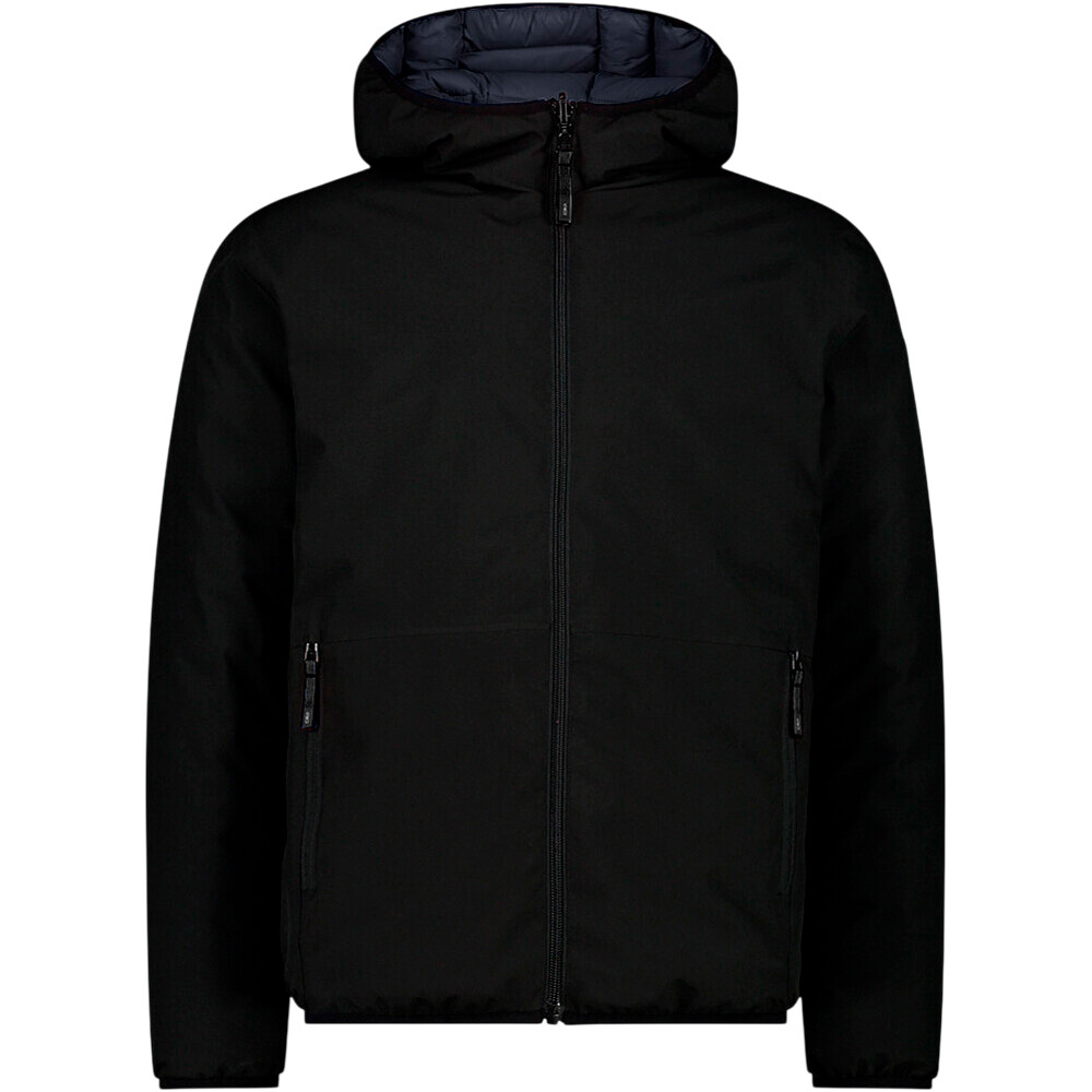 Man reverse jacket fix hood chaqueta impermeable insulada hombre Negro (52)