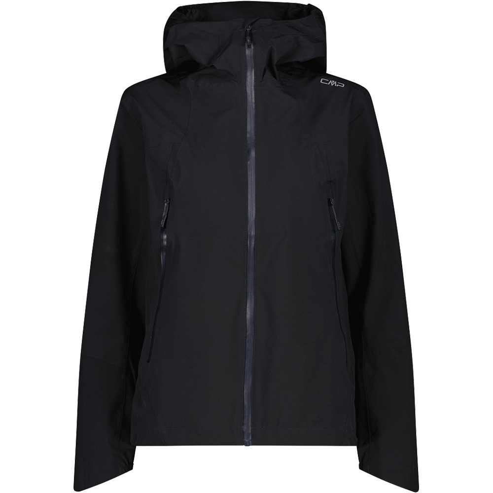 Woman jacket fix hood chaqueta impermeable mujer Gris (40)