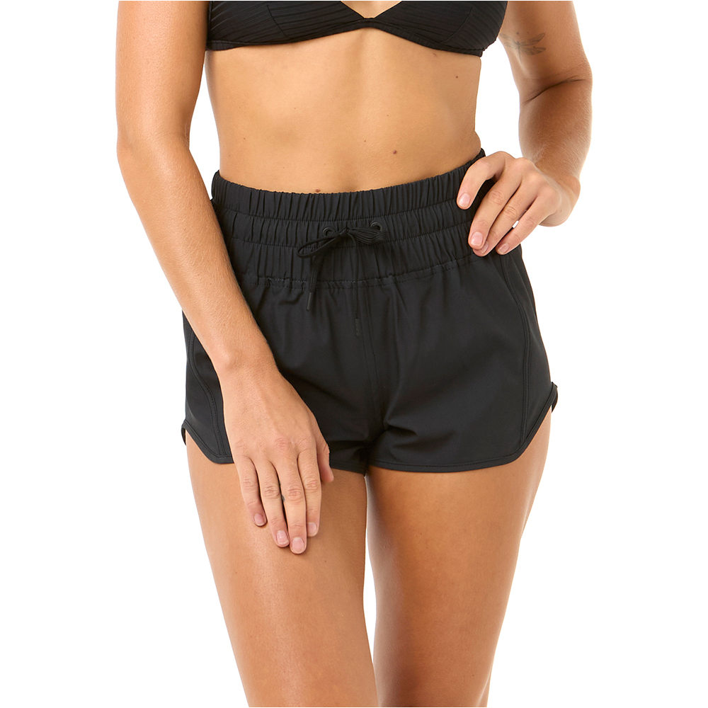 High waist retro 3 short baño mujer Negro (S)