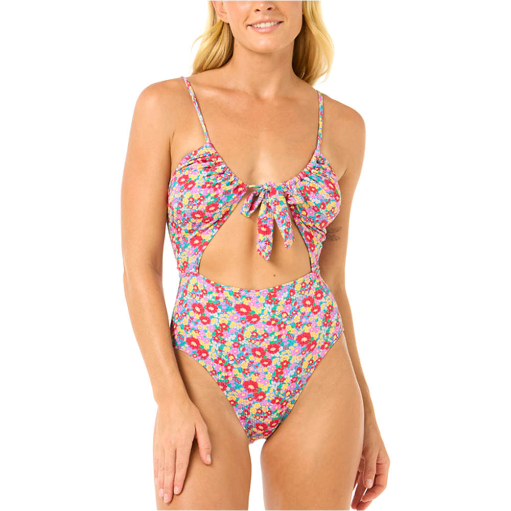 Las flores cheekye bañador natación mujer Multicolor (L)