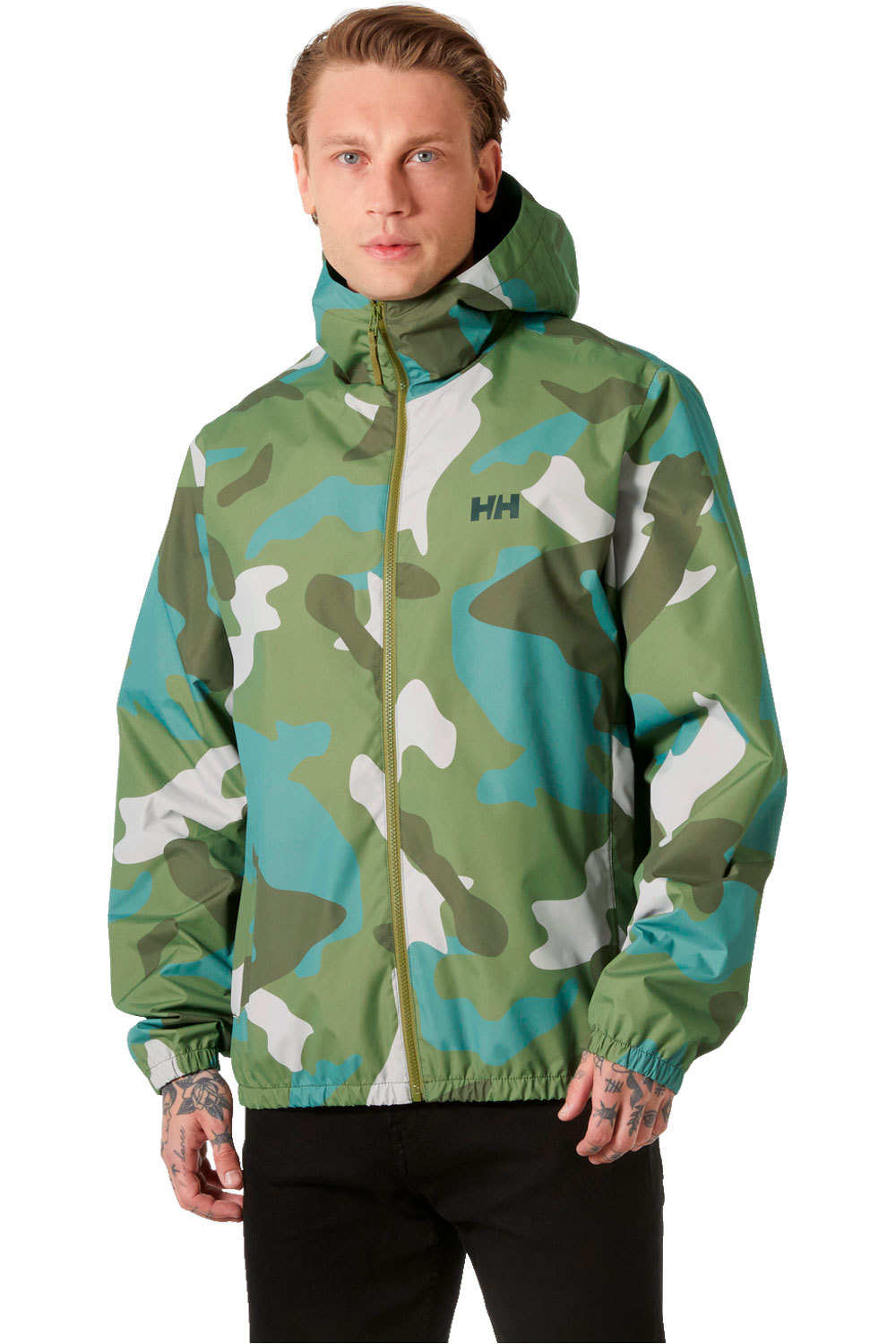 Core graphic rain chaqueta impermeable hombre Gris (XL)